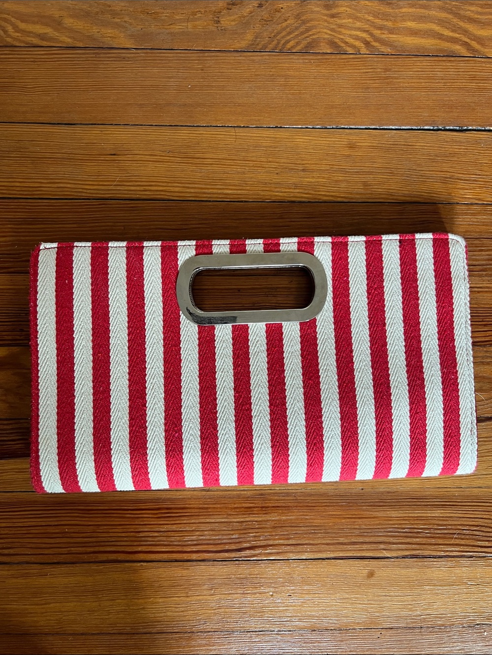 Cato Red and White Striped Clutch